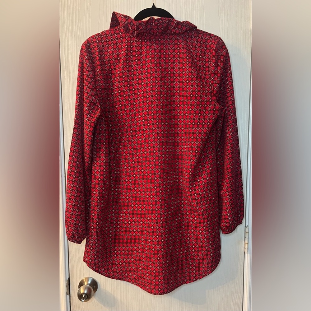 🛍️Mud Pie Small Red Ruffled Buttoned Blouse - Picture 3 of 3